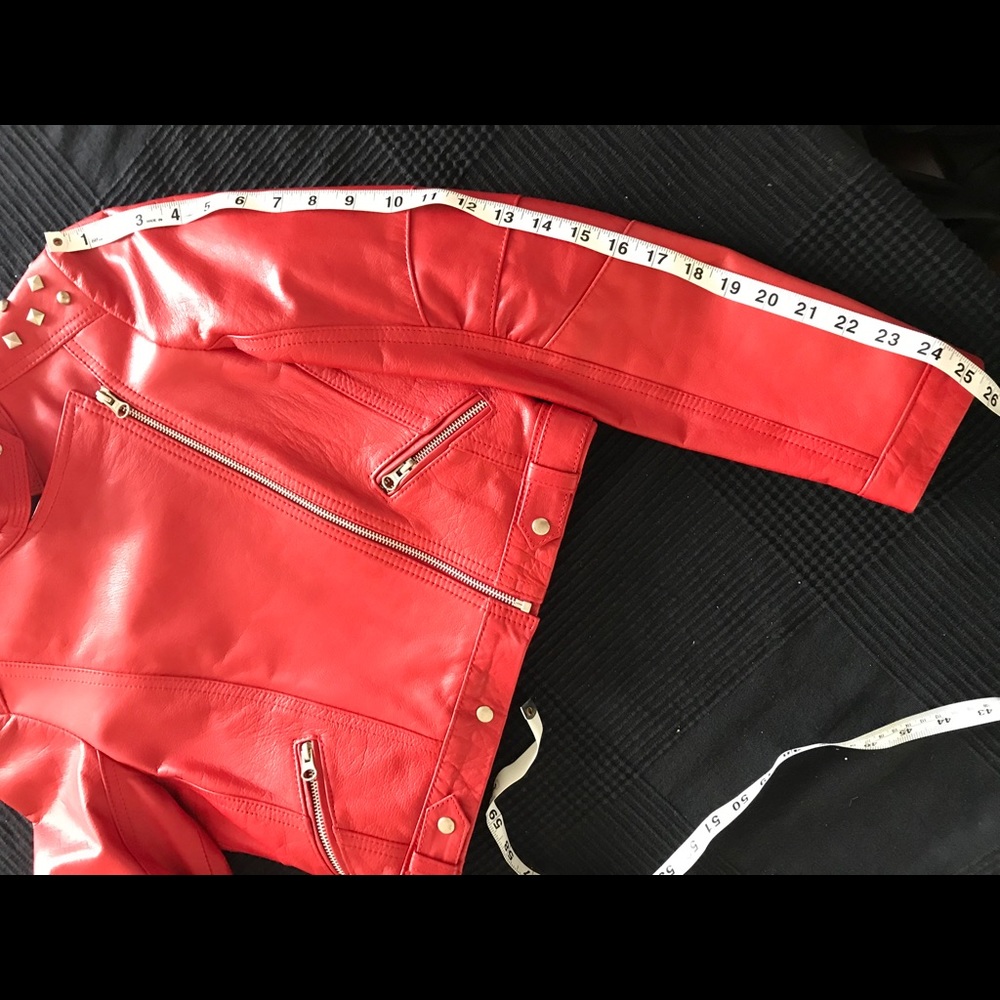Red rock genuine leather jacket with tacks. - Picture 5 of 8